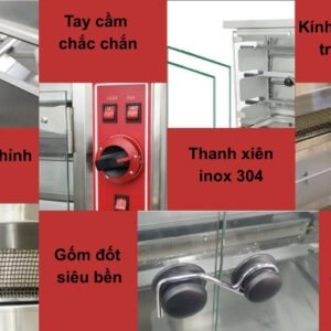 cấu tạo lò quay gia cầm dạng xoay dùng ga.