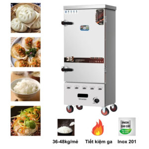 Tủ nấu cơm 12 khay dùng gas Việt Nam chính hãng Minh Châu